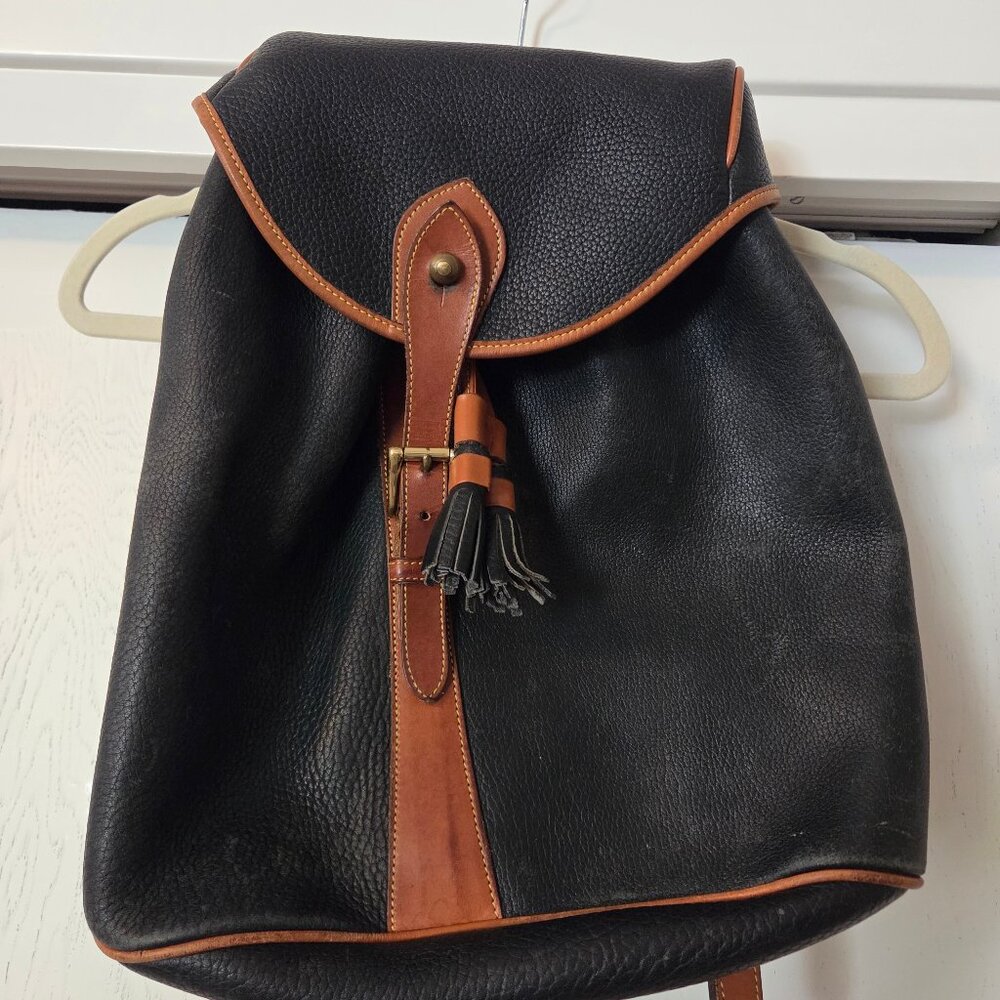 Vintage Dooney & Bourke All Weather Leather Backpack Black Tan No Fob Large